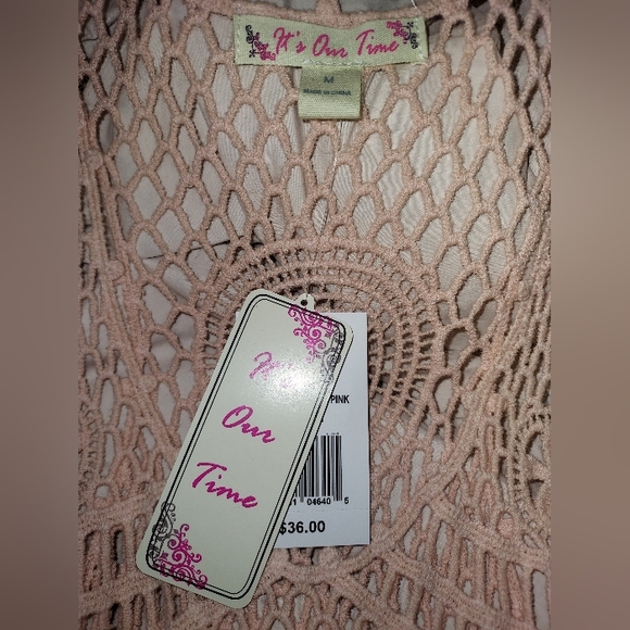 It's Our Time Antique Pink Crochet Tank Top Size Medium NEW! - Picture 2 of 2
